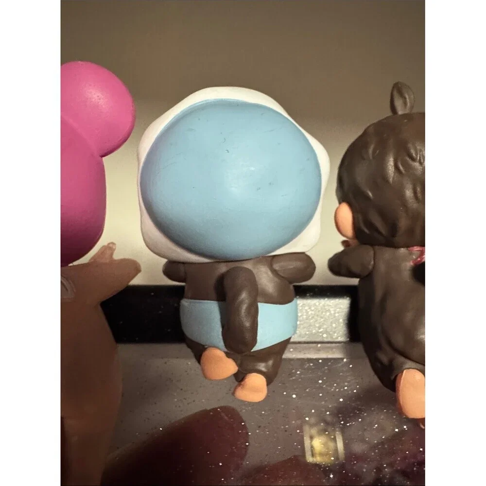Monchhichi hipper sticky Cute Brown-Haired Kids Doll Figurine bonnet blue